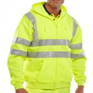 B Seen Sweatshirt Hooded Hi Vis Polyester Pockets XL Saturn Yellow Ref