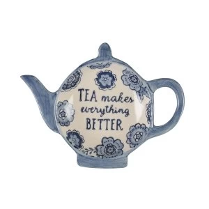 Sass & Belle Blue Floral Tea Lovers Tea Bag Dish