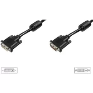 Digitus DVI Cable extension DVI-D 24+1-pin plug, DVI-D 24+1-pin socket 3m Black AK-320200-030-S screwable, incl. ferrite core DVI cable