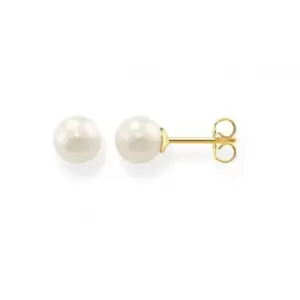Gold Plated Freshwater Pearl White Ear Studs H1430-430-14