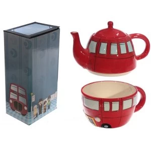 Fun Novelty Routemaster Red Bus Teapot and Cup