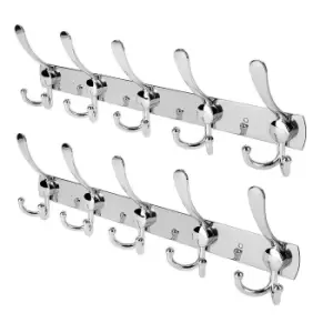 Oypla Pack of 2 Stainless Steel 15 Hook Wall Mounted Hangers