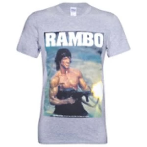 Rambo Mens Gun T-Shirt - Grey - M