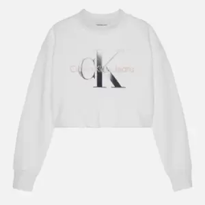 Calvin Klein Girls Gradient Monogram Sweatshirt - Bright White - 16 Years