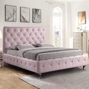 Envisage Trade - Barella Upholstered Beds - Plush Velvet, Double Size Frame, Pink - Pink