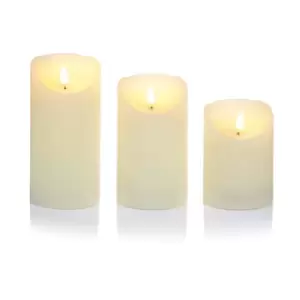 Premier Decorations Set Of 3 Flickabright Candles Cream Textured With Timer/Remote