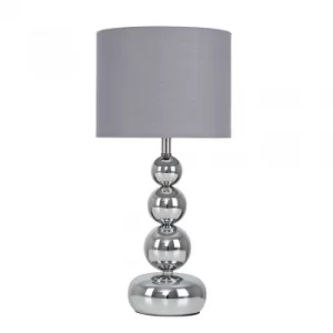 Marissa Chrome Touch Table Lamp with Grey Shade