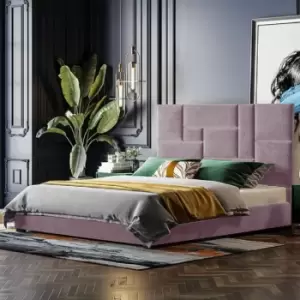 Conmo Upholstered Beds - Plush Velvet, Double Size Frame, Pink - Pink