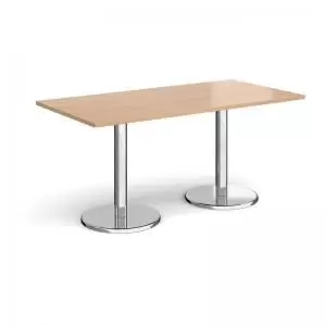 Pisa rectangular dining table with round chrome bases 1600mm x 800mm -