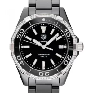 Aquaracer Quartz Black Dial Diamond Ladies Watch