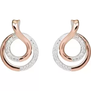 Ladies Unique & Co Sterling Silver 925 Stud Earrings with Rose Gold Plating and CZ