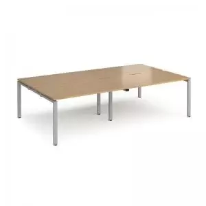 Adapt double back to back desks 2800mm x 1600mm - silver frame and oak