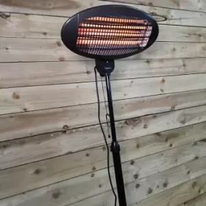 2m 2,000w Free Standing Extendable Black Electric Outdoor Garden / Patio Heater