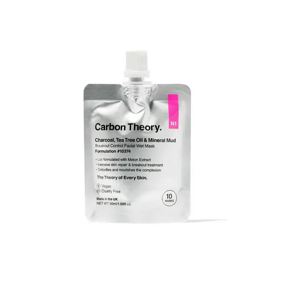 Carbon Theory Charcoal, Tea Tree Oil & Mineral Mud Breakout Control Facial Wet Mask 50ml