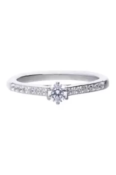 Sterling Silver Clear Cubic Zirconia Round Solitaire Ring