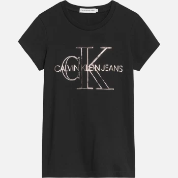 Calvin Klein Girls Monogram Outline Slim T-Shirt - Ck Black - 10 Years