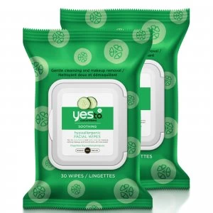 yes to Cucumber Soothing Hypoallergenic Facial Wipes (Pack of 2)