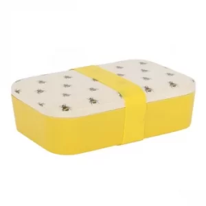 Allover Bee Yellow Bamboo Lunch Box