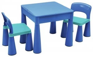 5 in 1 Table and Chairs WritingLego TopSandWaterStorage Blue