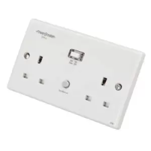 Powerbreaker 13A 2 Gang Type A Passive Unswitched Rcd Socket White - H22-WP