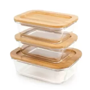 Homiu 3 Piece Glass Containers With Lid