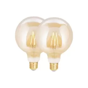 4LITE WiZ Connected G125 Amber WiFi LED Smart Bulb - E27 Large Screw, Pack of 2