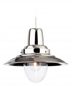 1 Light Dome Ceiling Pendant Chrome, Clear Glass, E27