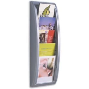 Fast Paper A5 Wall-Mounted Literature Holder with 5 Pockets Silver