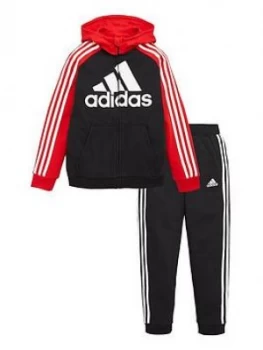 Adidas Boys French Terry Tracksuit - Red