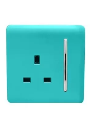 Trendiswitch 1G 13A Switched Socket Bright Teal
