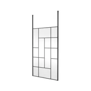 Abstract Frame Wetroom Screen with Ceiling Posts 1200mm Wide - 8mm Glass - Hudson Reed