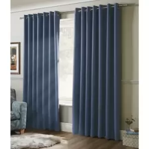 100% Blackout Eyelet Ring Top Curtains Blue 90 x 90 - Blue
