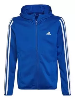 adidas Designed 2 Move Kids Boys 3 Stripes Zip Through Hoodie - Bright Blue, Bright Blue, Size 11-12 Years