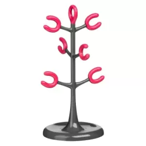 6-Mug Tree in Grey/Hot Pink