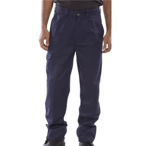 Click Heavyweight Drivers Trousers Flap Pockets Navy Blue 36 Ref