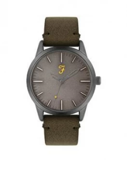 Farah Grey Dial Olive Green Suede Strap Mens Watch, One Colour, Men