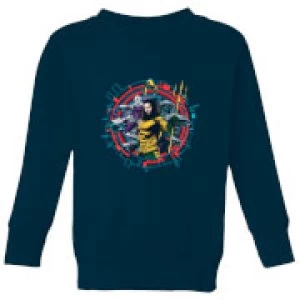 Aquaman Circular Portrait Kids Sweatshirt - Navy - 9-10 Years