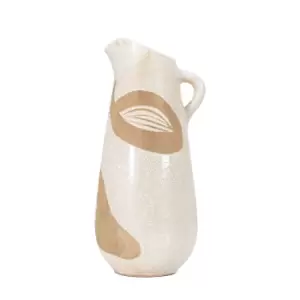 Colly Pitcher Vase Reactive Brown and White 37cm Brown