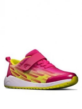 Clarks Girls Aeon Pace Lace Trainer - Pink Lime