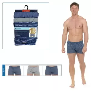 Tom Franks Mens Patterned Jersey Boxer Shorts (3 Pairs) (M) (Blue)
