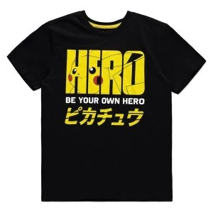 Pokemon - Pika Hero Mens Large T-Shirt - Black