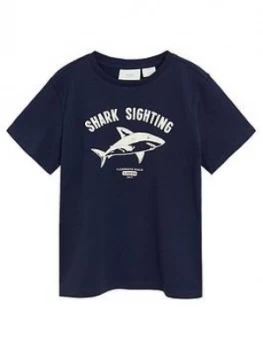 Mango Boys Shark Short Sleeve Tshirt - Navy