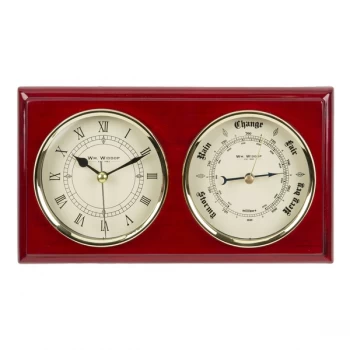 Wm. Widdop Wooden Clock & Barometer - Roman Numerals