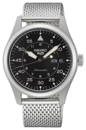 Seiko 5 Sports Flieger Automatic Black Dial Milanese Strap Watch