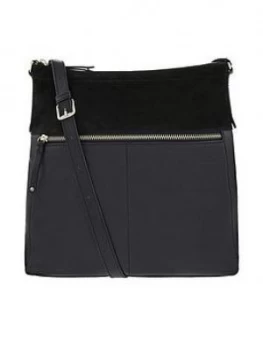 Accessorize Leather Large Messenger Bag - Black