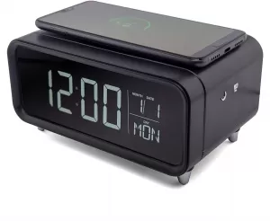 Groov-e Athena Alarm Clock with Wireless Charging Pad and Night Light