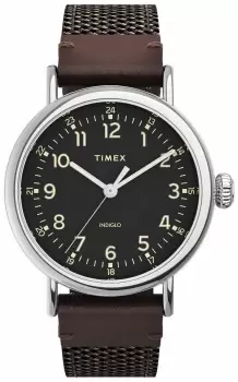 Timex TW2U89600 Standard 40mm Silver-tone Case Black Dial Watch
