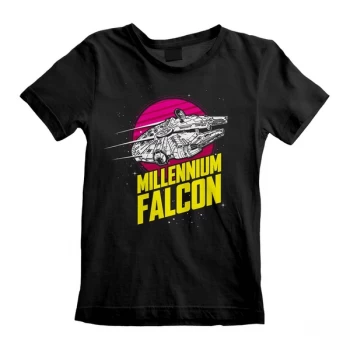 Star Wars - Millenium Falcon Circle Unisex 7-8 Years T-Shirt - Black