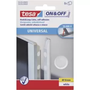 TESA On & Off 55226-03-00 Hook-and-loop stick-on dots stick-on Hook and loop pad (Ø) 16mm White 8 Pair