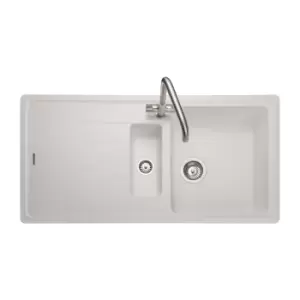 1.5 Bowl Inset White Granite Kitchen Sink with Reversible Drainer - Rangemaster Elements